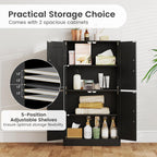 Giantex Bathroom Cabinet, 43.5” Storage Cabinet with Doors & Adjustable Shelves, Kitchen Pantry, Freestanding Storage Organizer for Living Room Dining Room (Black)