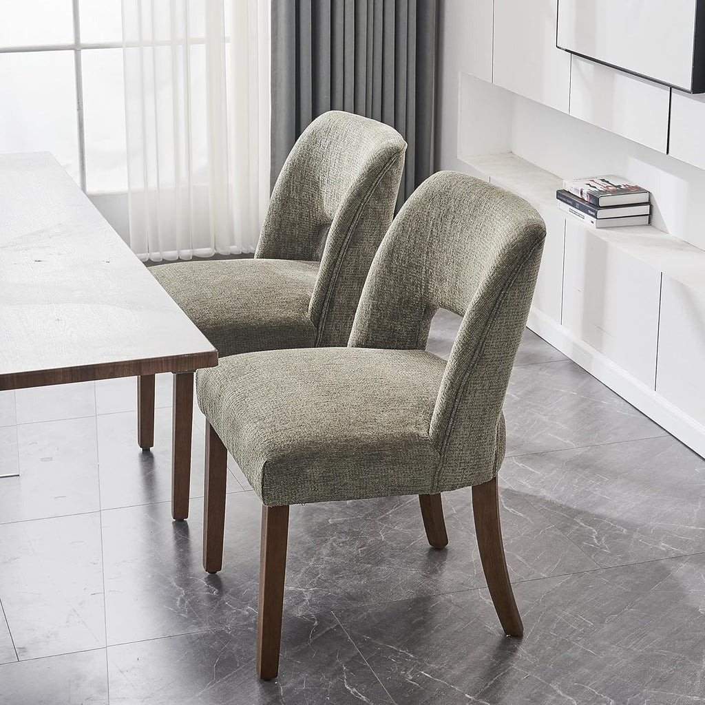 VKNOW Wooden Dining Chairs Set of 4, Modern Fabric Upholstered Dining Room Chair Kitchen Chairs, Farmhouse Dinner Chair for Kitchen Dining Room, Green