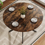 Vantic 47" Round Dining Table for 4-6 People, Farmhouse Wood Kitchen Table for Small Space,Circle Dining Table with Metal Base for Kitchen & Living Room, Rustic Brown