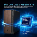 HP OmniDesk Desktop Computer – Intel Core Ultra 7 265  16GB DDR5 1TB SSD  Sleek Dark Wood Design  AI-Ready Performance  Windows 11 Pro with Dockstation