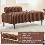 NIOIIKIT 49.6" Modern Loveseat Sofa Couch, Upholstered Accent Sofa with Golden Legs and Adjustable Backrest, Small Faux Fur Couches for Bedroom, Living Room, Compact Small Space (Brown)