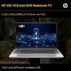 HP 255 G10 Laptop for Home or Work - Microsoft Office 365 for Web - 15.6" Full HD - Ryzen 3 7330U (Beat Intel i5-1135G7) - 16GB RAM - 256GB SSD - HDMI - USB-C - Windows 11 w/o Mouse