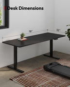 SANODESK Dual Motor Electric Standing Desk 79 x 32 Inches, Height Adjustable Sit Stand Desk with Large Splice Board for Home Office, Computer Workstation, Study & Gaming, Black Frame/Black Top