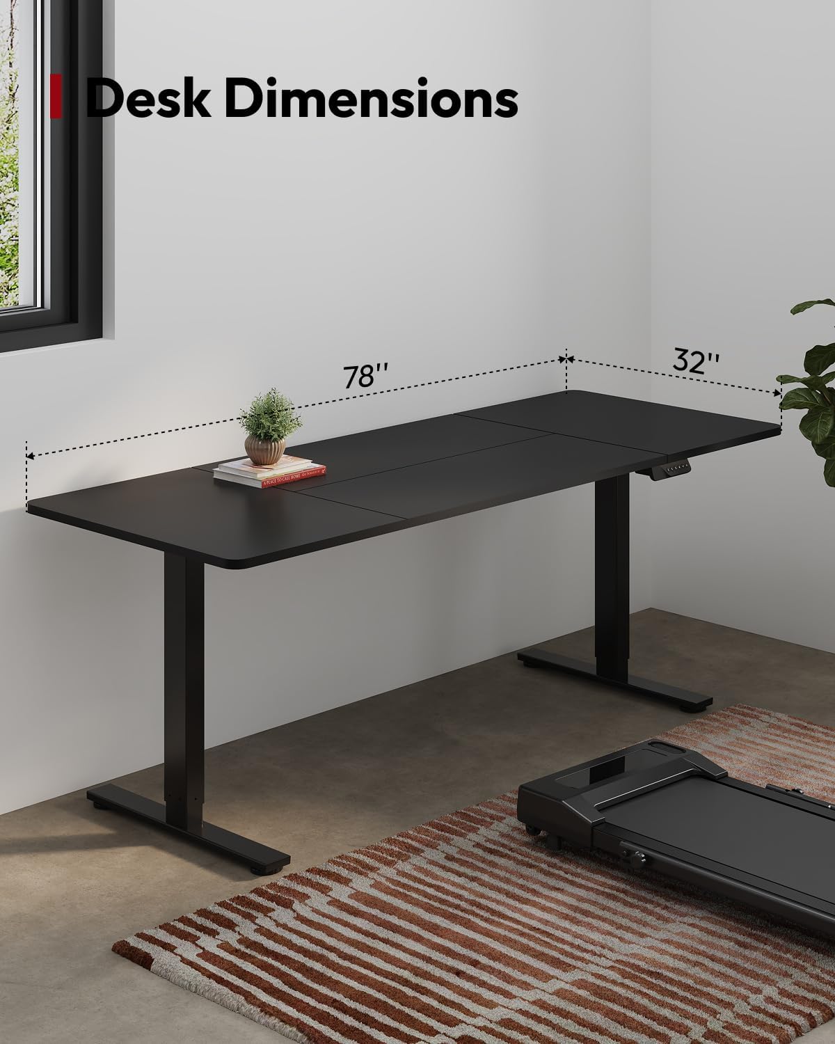 SANODESK Dual Motor Electric Standing Desk 79 x 32 Inches, Height Adjustable Sit Stand Desk with Large Splice Board for Home Office, Computer Workstation, Study & Gaming, Black Frame/Black Top