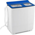 Giantex Portable Washing Machine, 20LBS Twin Tub Mini Compact Laundry Washer Spinner Combo with Drain Pump, 12Lbs Washer and 8Lbs Spinner for Apartments, RVs, Dorms, Blue+White