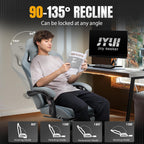 GTPLAYER Gaming Chair with Foot Rest & Pocket Spring Cushion, Breathable Fabric for Home Office Desk, Ergonomic High Back Computer Chair with Headrest & Lumbar Support, Blue/Gray