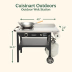 Cuisinart Outdoor Wok Station, 50,000 BTU Propane Outdoor Wok Burner w Prep Table, 14锟芥锟斤拷 Carbon Steel Wok for Stir Fry, Searing, BBQ 锟斤拷 Black