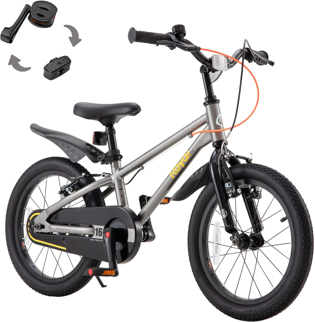 RoyalBaby EZ Fride Kids Bike 16 18 20 Inch, Lightweight Aluminum 2-in-1 Balance to Pedal Bike with One-Key Switch for Boys Girls Ages 4+