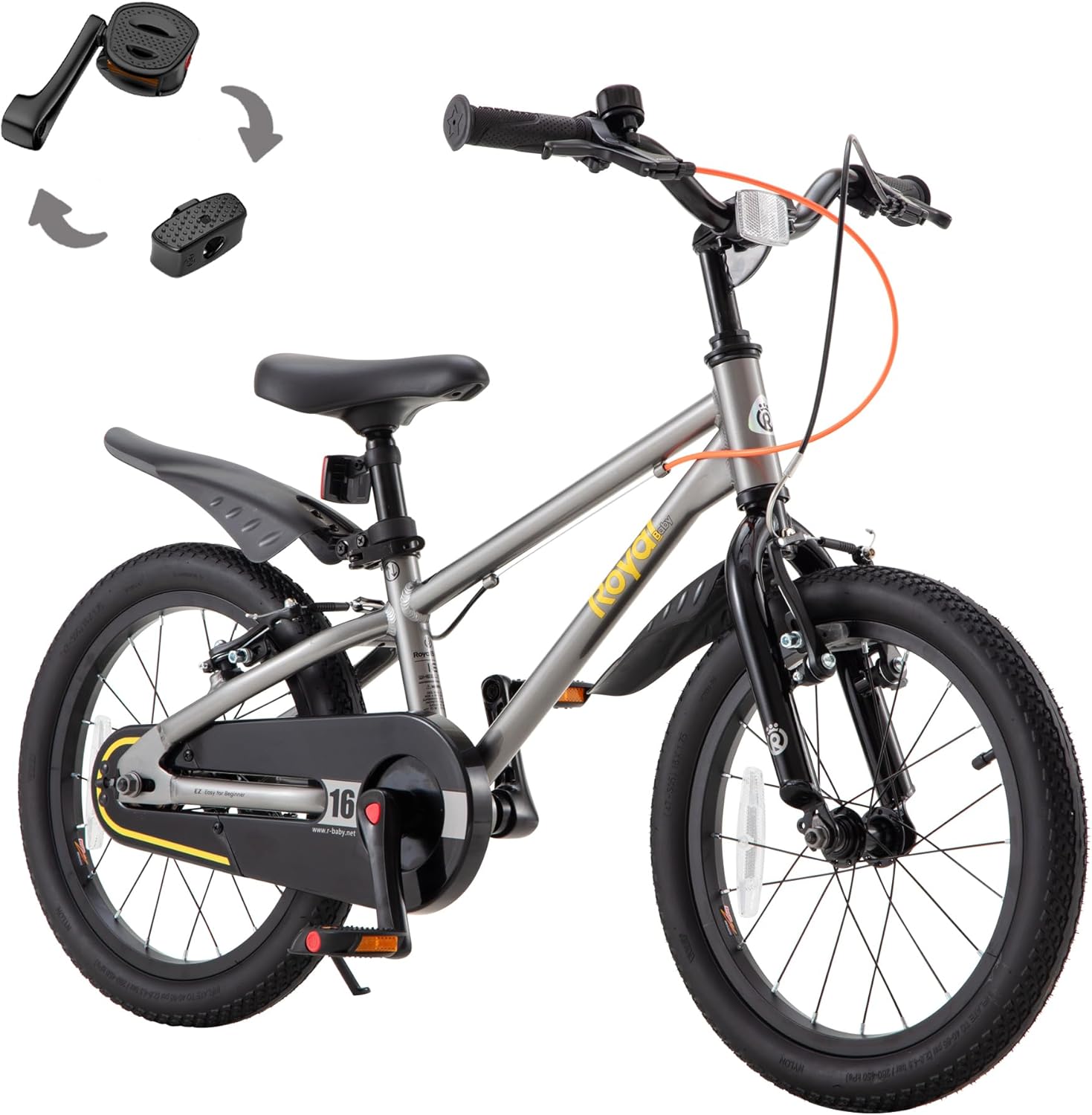 RoyalBaby EZ Fride Kids Bike 16 18 20 Inch, Lightweight Aluminum 2-in-1 Balance to Pedal Bike with One-Key Switch for Boys Girls Ages 4+