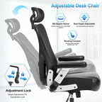 Super Big and Tall Office Chair 700lbs- Heavy Duty Executive Computer Chair with Rubber Wheels 3D Flip Arms, Ergonomic Mesh High Back Desk Chair, Extra Wide Seat Adjustable Lumbar Support & Headrest
