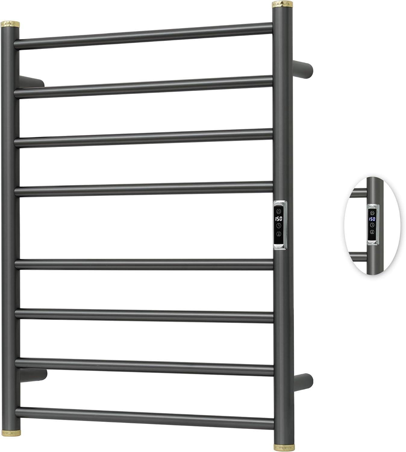 Electric Towel Warmer Rack,Heating Towel Warmer,Timer & Temperature Control,Wall-Mounted Plug-in for Bathroom,Gunmetal Grey,Stainless Steel,8-Bar(27.56x20.87x4.41in)