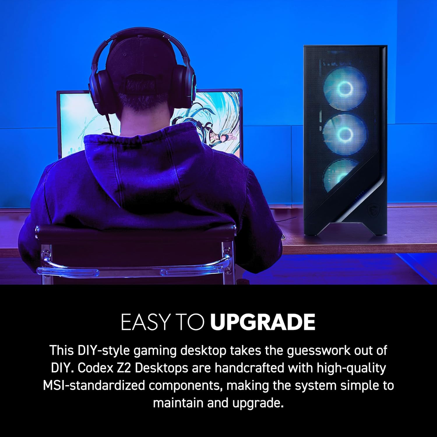 msi Codex Z2 Gaming Desktop: AMD R7-8700F  GeForce RTX 5070  32GB DDR5  2TB m.2 NVMe SSD  USB Type-C  VR-Ready  Windows 11 Home : A8NVP-436US