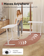 SANODESK Mobile Workstation Standing Desk with Gas-Spring Lift, Rolling Desk Adjustable Height, One-Piece Desktop Workstation with Wheels .Walking Pad & Treadmill Compatible, Portable Home Office Desk