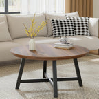 GarveeHome Round Coffee Table 36" Center Table,Large Coffee Table Industrial Accent Tables with Adjustable Feet, Living Room Tables with Thickened Legs and Designed Wood Grain, Easy Assemble