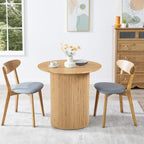 31.5" Small Round Dining Table for 2, Sturdy and Durable Natural Wood Dining Table Round with Fluted Base, Simple Setup Small Kitchen Table for Living Dining Room Office (Natural)