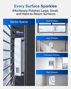 ECOVACS WINBOT Mini Window Cleaning Robot - Compact Design, Dual Nozzles with Ultrasonic Spray, 9-Stage Protection System, Intelligent Path Planning, 3 Cleaning Modes, Anti-Slipping System