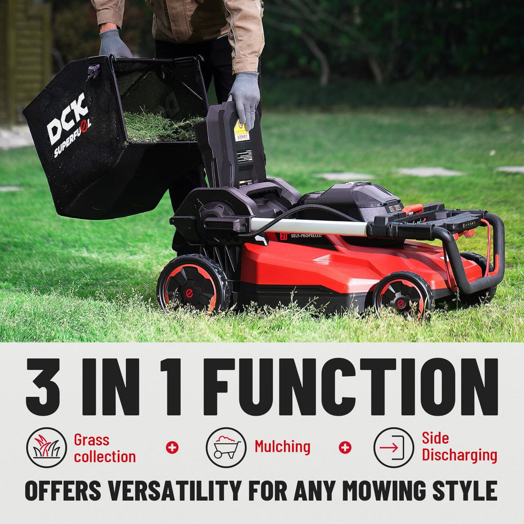 58V 21" Electric Lawn Mower Cordless Self-Propelled Lawn Mower  Brushless Motor  3-in-1 (Mowing/Collecting/Mulching)  7 Cut Heights  Foldable  LED Light  7.5Ah Battery & Charger(60Min runtime)