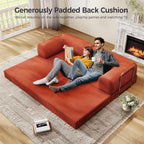 Folding Sofa Bed, Convertible Sleeper Couch, 78 Inch Oversized Corduroy Upholstered Boneless Couch, Loveseat Sleeper with Pull Out Bed, Floor Sofa Modular Futon Couch for Living Room Bedroom