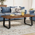 HSH Wooden Coffee Table, Industrial Rectangle Center Table, Modern Minimalist Coffee Table for Living Room, Farmhouse Wood and Metal Cocktail Tea Table for Bedroom Home Office, Rustic Brown, 47 in