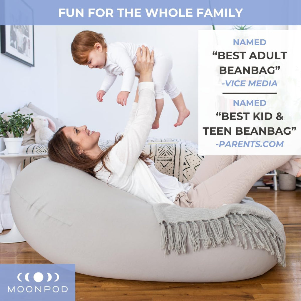 The Moon Pod Bean Bag Chair - Large, Modern Beanbag for Adults, Kids and Teens. Washable Stretch Cover Filled with Thousands of High Density Micro-Beads (Charcoal).