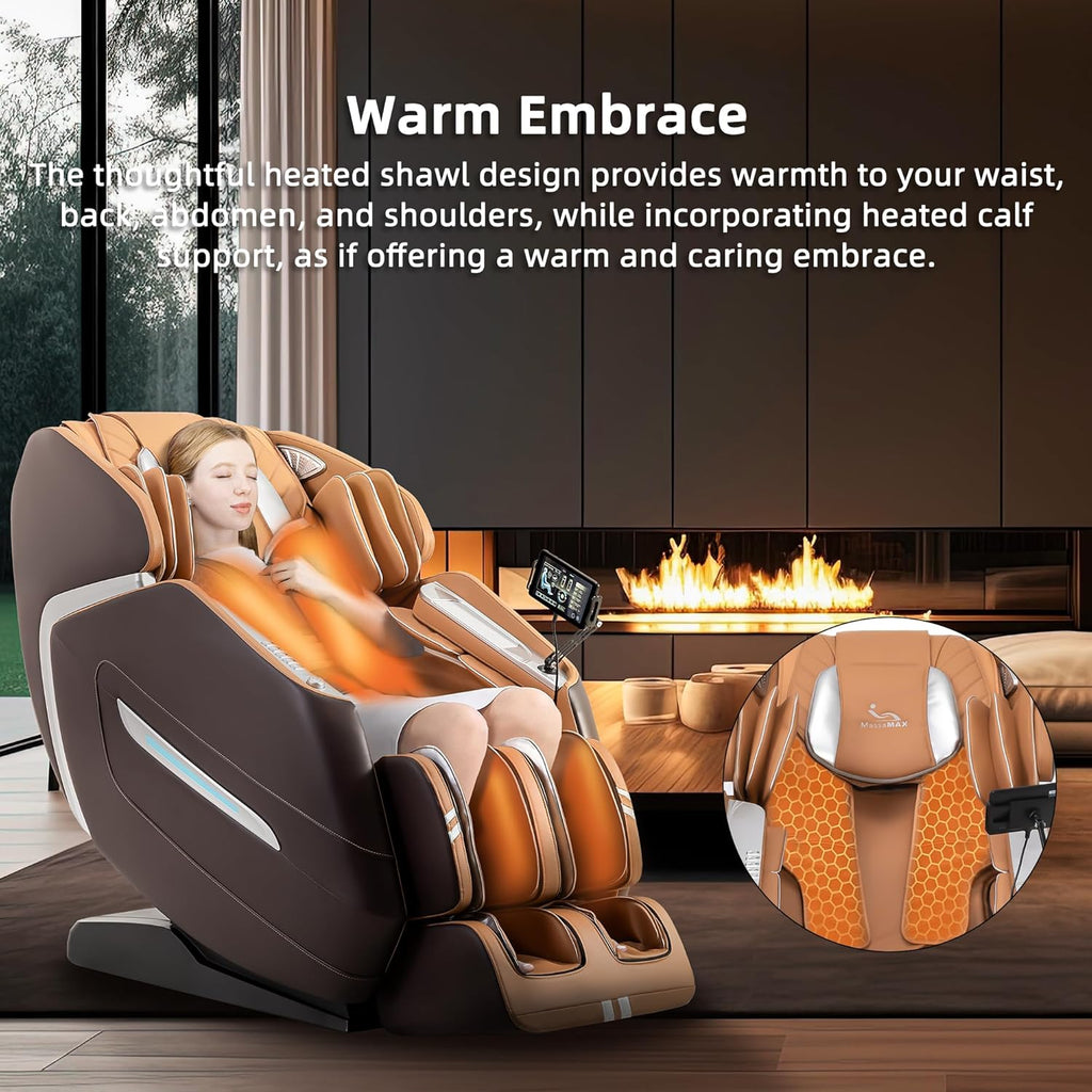 MassaMAX A580 2026 4D Massage Chair for Big & Tall People Full Body Massage Up to 6'10" & 500 lbs  Cloud Upgrade  APP Control  27 Modes  59" SL Track  Auto Footrest Extension  and Heating (Brown) Beta