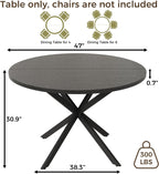 Vantic 47" Round Dining Table for 4-6 People, Modern Wood Kitchen Table for Small Space, Circle Dining Table with Metal Base for Kitchen & Living Room, Black