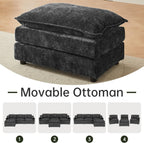 Modular Sectional Sofa 112.2 Inch L Shaped Couch Set with Armrests, 3-Seater Comfortable Cloud Couches with Movable Ottoman for Living Room Apartment, Grey