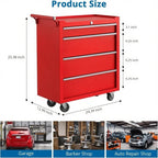 Heavy-Duty Rolling Tool Chest with 4 Lockable Drawers, Featuring a Sturdy Metal Cabinet and Smooth-Wheeling Mobility, Includes Protective Drawer Liners for Secure Storage