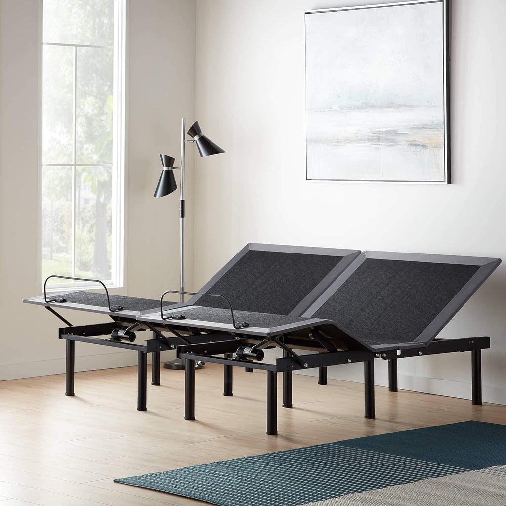 Lucid L150 Adjustable Base – Bed Frame with Head and Foot Incline – Wireless Remote Control – Premium Quiet Motor, Twin XL size, Charcoal