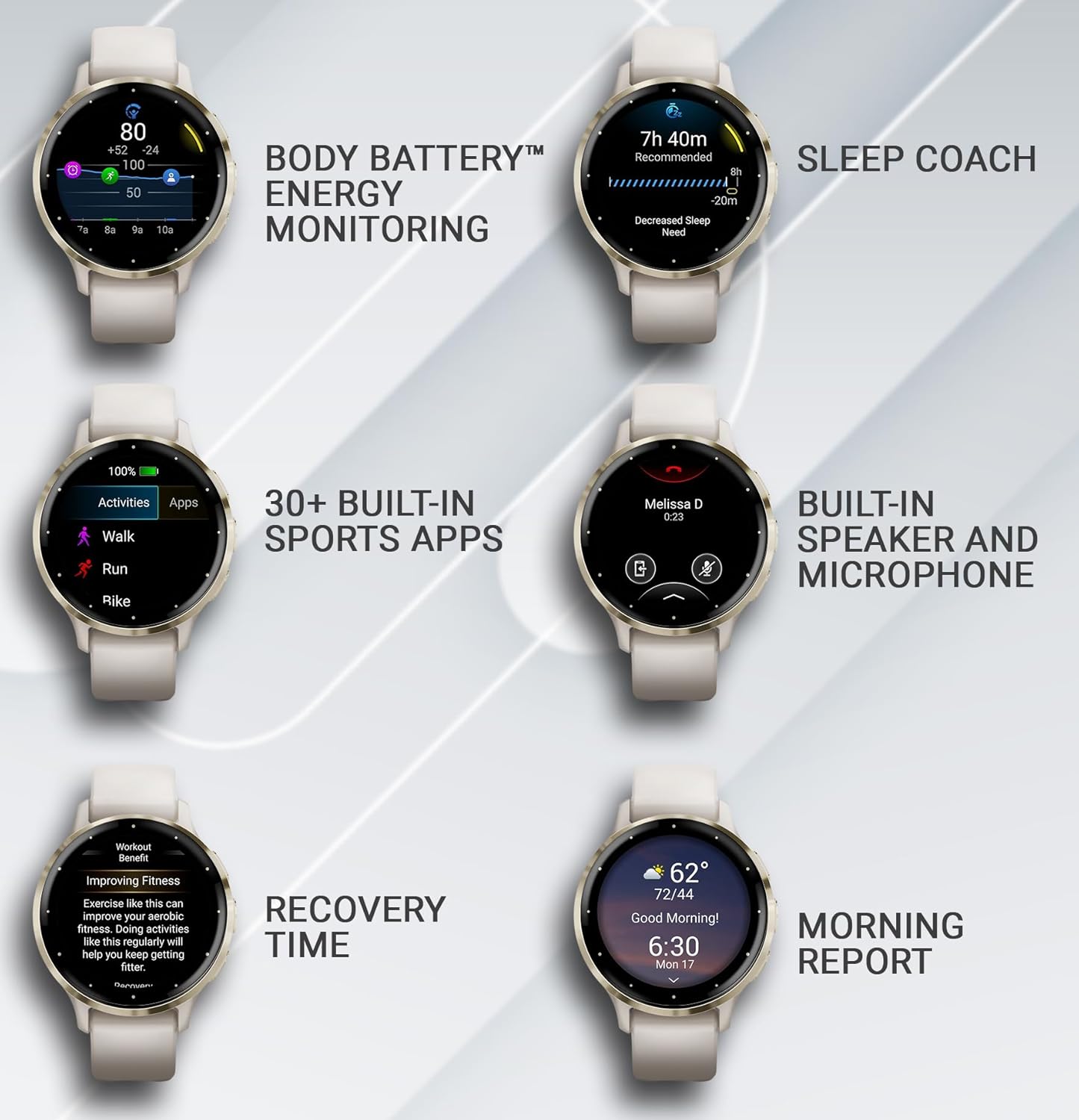 Wearable4U - Garmin Venu 3S GPS Smartwatch  AMOLED Display 41 mm Watch  Advanced Health and Fitness Features  Up to 10 Days of Battery  Sleep Coach  Ivory Case with White Earbuds Bundle