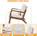 DUMOS Mid Century Modern Chair, Accent Chair with Arms and Waist Cushion, Reading Chairs for Adults, Lounge Chair for Living Room and Bedroom, Solid Wooden Frame, Ivory White