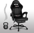 Gaming Chair for Adults, Computer Chair with Footrest and Pocket Spring Cushion,Comfortable Ergonomic Video Game Chair with Lumbar Support and Headrest for Office Home (Black)