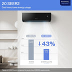 DELLA Umbra Series 12000 BTU Mini Split Work with Alexa 20 SEER2 Cools Up to 550 Sq.Ft Energy Saving Split AC & Pre-Charged 1 Ton Heat Pump Ductless Inverter System
