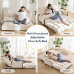 MAXYOYO Adjustable Floor Sofa Couch, Multi-Functional Bean Bag Bed, Loveseat Floor Couch Foldable Lazy Sofa Sleeper Bed for Reading Living Room, Beige