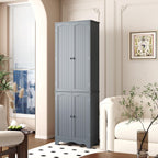 Function Home Tall Pantry Cabinet, Freestanding Storage Cabinet, Wooden Kitchen Pantry with 4 Doors and 5 Shelves, 72" Floor Cabinet Organizer for Kitchen Living Room Bathroom, Grey