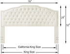24KF Upholstered Button Tufted King Size Headboard with Nailhead Trim, Elegant Boucle Fabric California King headboard, 6031-K-Boucle-Ivory
