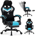 Ergonomic Gaming Chair for Adults with Footrest - Height Adjustable Reclining Gamer Chair 135° with Headrest and Lumbar Support, Comfy Video Game Computer Desk Chair for Home Office, Blue