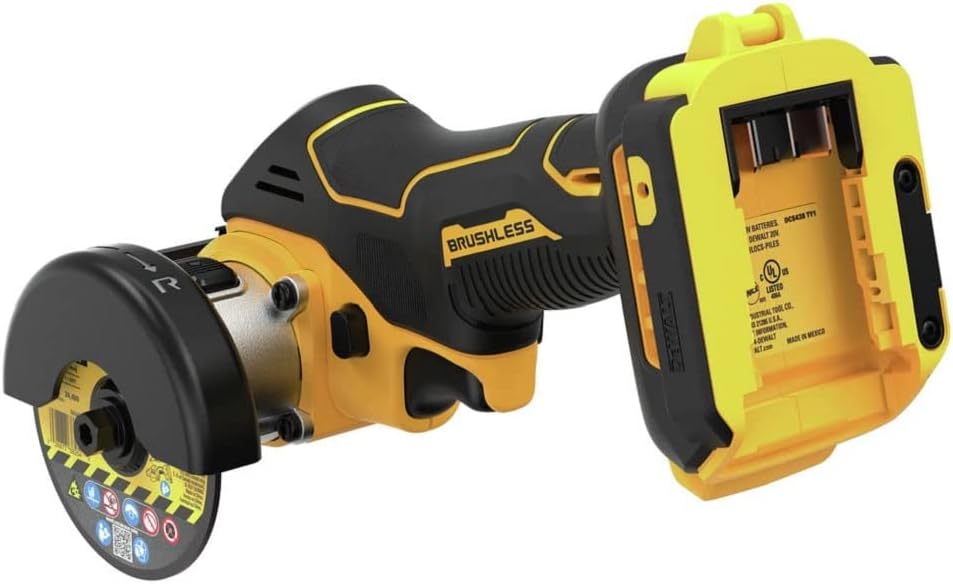 DEWALT 20V MAX* XR Brushless 3 in. Cordless Cut-Off Tool (Renewed) - Includes DCS438 Tool, Dust Shroud, Abrasive & Diamond Wheels, Arbor Adapter Ring, Hex Wrench