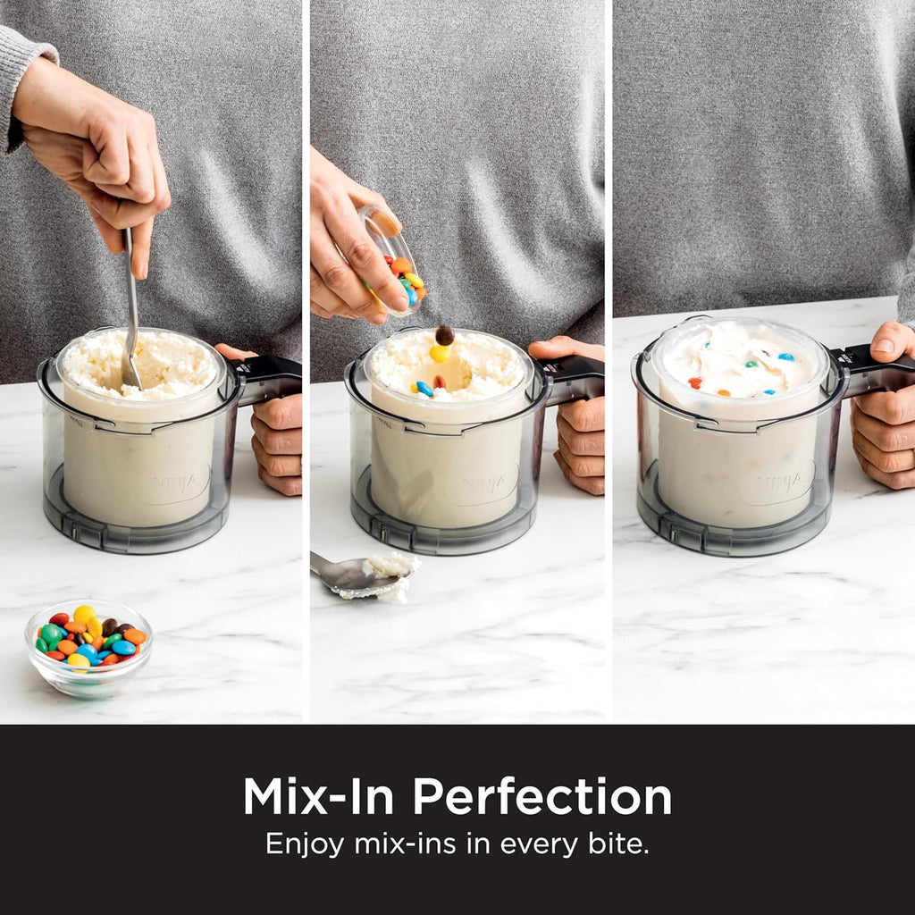 Ninja CREAMi, Ice Cream Maker, Ice Cream, Gelato, Sorbet,Milkshakes, Mix-ins, Smoothie Bowls & More, 7-in-1, Ice Cream Pints, Pint lid, Healthy Ice Cream, Compact, Perfect for Kids, Black, NC299AMZ
