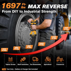 Impact Wrench for DeWalt Battery, 1697Ft-Lbs (2300N.m) Impact Driver, 1/2" Impact Gun 5-Speed High Torque Power Tool for Tire Removal, Rusted Bolts, Heavy Equipment(No Battery)