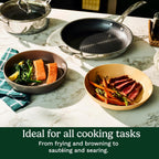 Cuisinart FusionPlus Hybrid Nonstick Stainless Steel Cookware Set, 4-Piece Skillet Cooking Set with PFAS-Free PURELYSEAR Ceramic Non Stick Technology, Scratch Proof, Cool Grip Handles, Dishwasher Safe