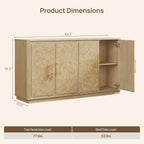 SICOTAS Buffet Cabinet with Storage - 59" Burl Sideboard Cabinet with 4 Doors Luxury Storage Cabinet Accent Credenza Large Media Console Table for Living Room Dining Room Entryway Kitchen