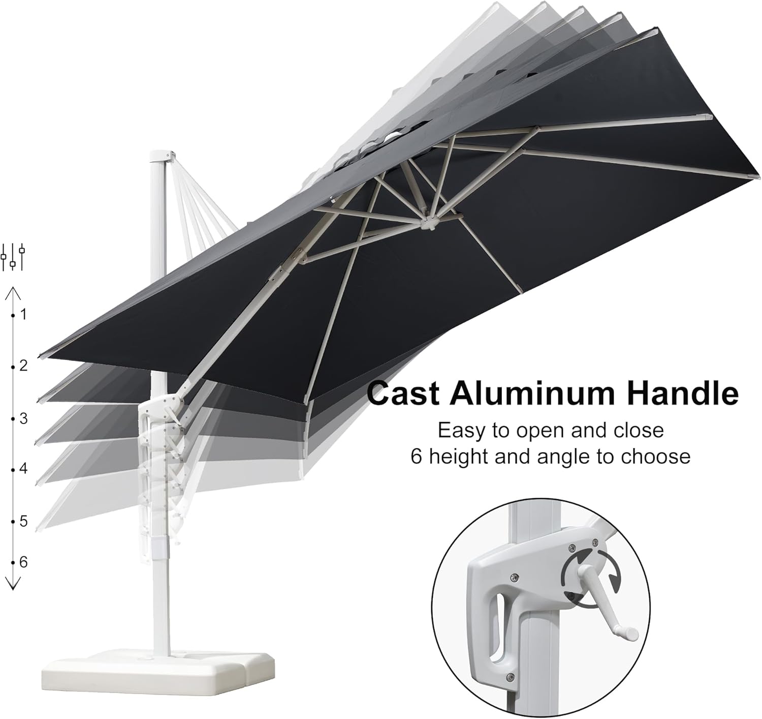 PURPLE LEAF 10 FT Patio Umbrella White Cantilever Umbrella Square Aluminum Offset Outdoor Umbrella Hanging Windproof with 360° Rotation for Garden Deck Pool, Grey