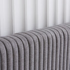 Livinia Sunset King Size Wingback Platform Bed, Fabric Upholstered King Bed Frame with Vertical Channel Tufted Headboard Footboard, Strong Wood Slats, No Box Spring Needed, Gray