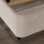 HOMBCK Queen Bed Frame with Headboard, Boucle Upholstered Soft Platform Bed Frame with Thickened Footboard, Rounded Corners Design, No Box Spring Required, Easy Assembly, Cream