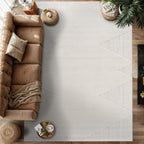 Modern Micro Loop Indoor Area Rugs for Living Room Bedroom Kitchen Geometric Triangle White 9x12 Luxury Durable Low and High Pile Non-Shedding Stain Resistant Soft Area Carpet 9 x 12