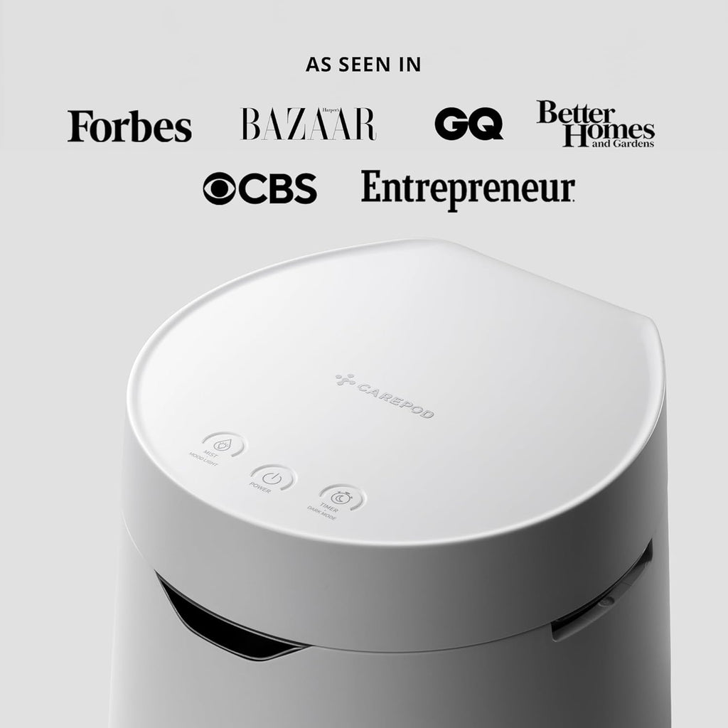Carepod One Plus Stainless Steel Humidifier for Large Room with Mood Light, Quiet & Safe for Baby, Only 3 Washable Parts, Easy to Clean Ultrasonic Cool Mist Humidifiers for Bedroom for 30Hrs (1Gal/4L)
