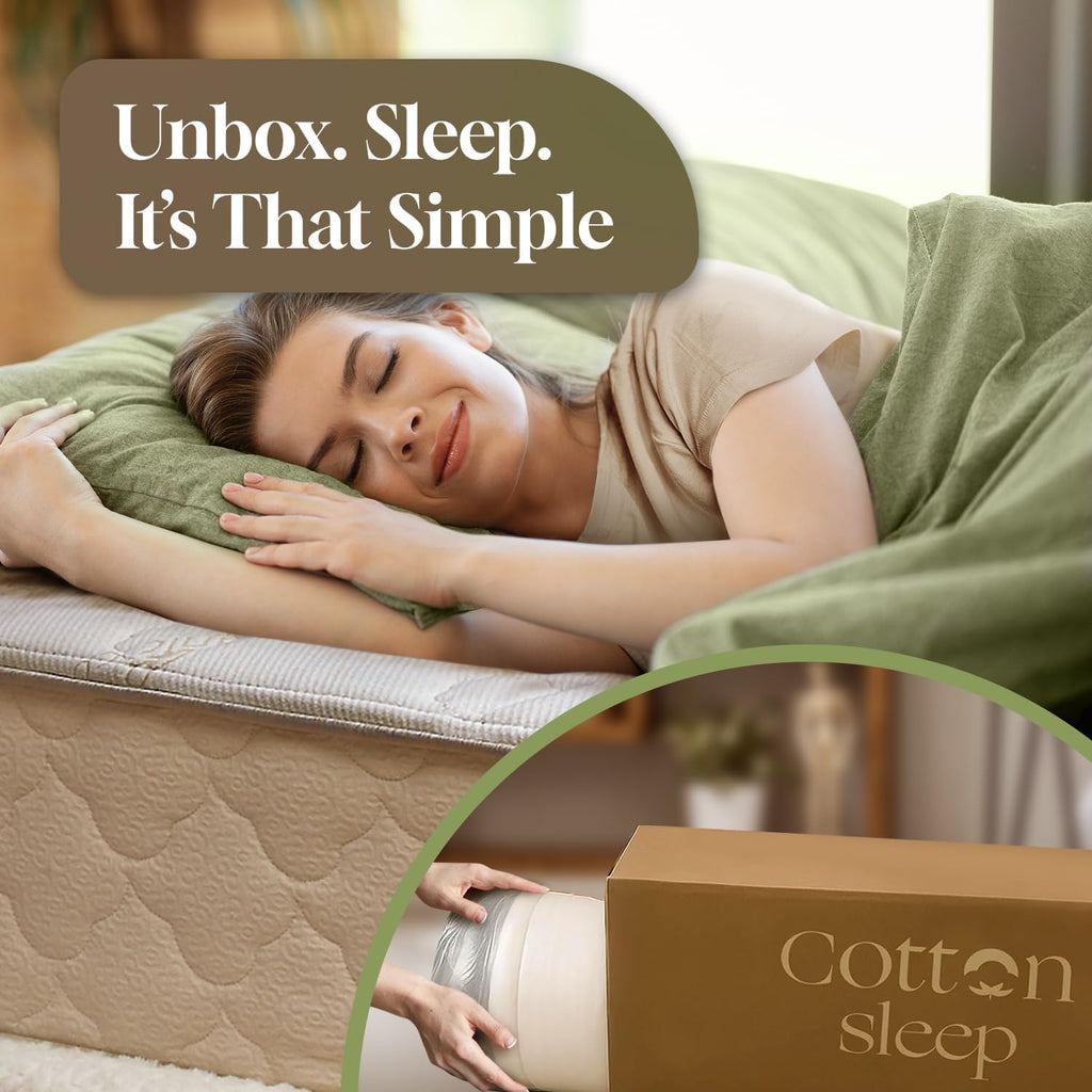 CottonSleep All Natural Mattress (100% Organic Cotton, Wool, & GOTS Latex, Made in The USA) Non Toxic, Fiberglass Free Hybrid Pocket Coil and Plush Foam Bed in A Box Medium Soft - King, 11"
