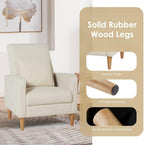 COLAMY Mid-Century Modern Upholstered Accent Chair with Back Pillow & Solid Wood Legs, Fabric Cozy Armchair for Living Room, Bedroom, Reading Nook, Apartment & Small Spaces, Beige