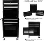 RYH 6 Drawers Rolling Tool Chest & Tool Box on Wheels | Heavy Duty Metal Cart with Ball Bearing Drawers | Fits US General Tool Box for Garage Storage (Black, 6 Drawers 3 in 1/51.99" H × 20.87" W)